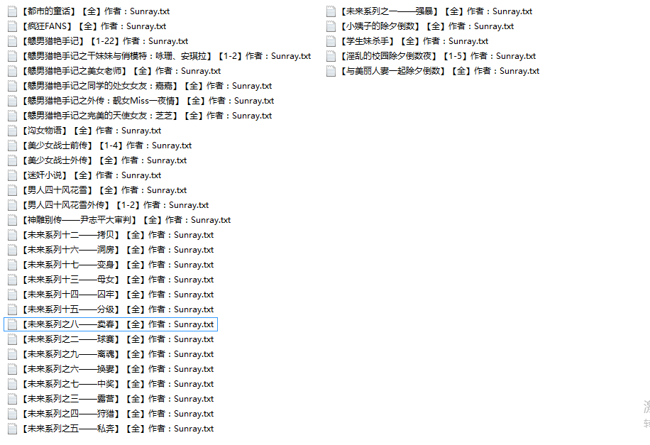 【自打包】小说贴-大神【Sunray】作品合集（34本）